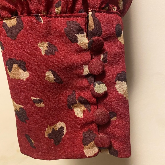Bardot size 6/small burgundy & leopard print blouse - Picture 5 of 5